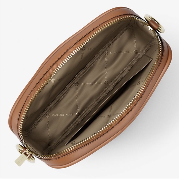 Michael Kors Jet Set Small Leather Camera Crossbody Bag Brown Signature - Picture 7 of 8